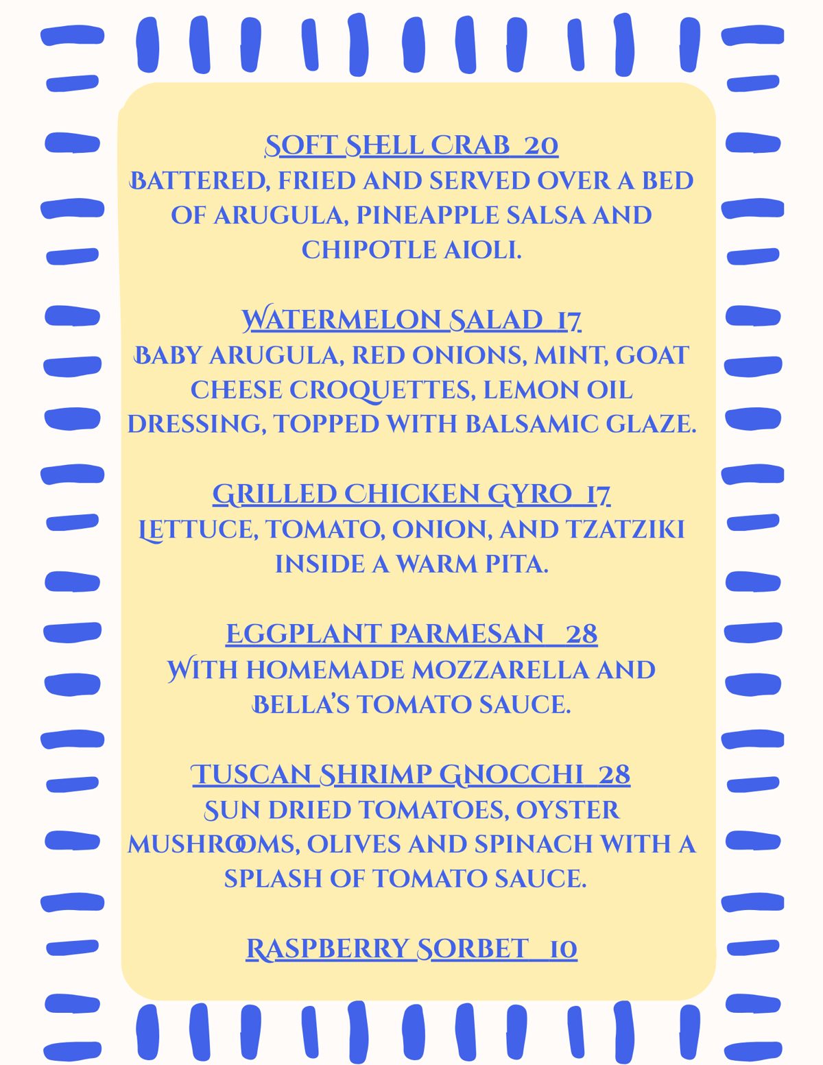 Chef Rob's Weekly Specials