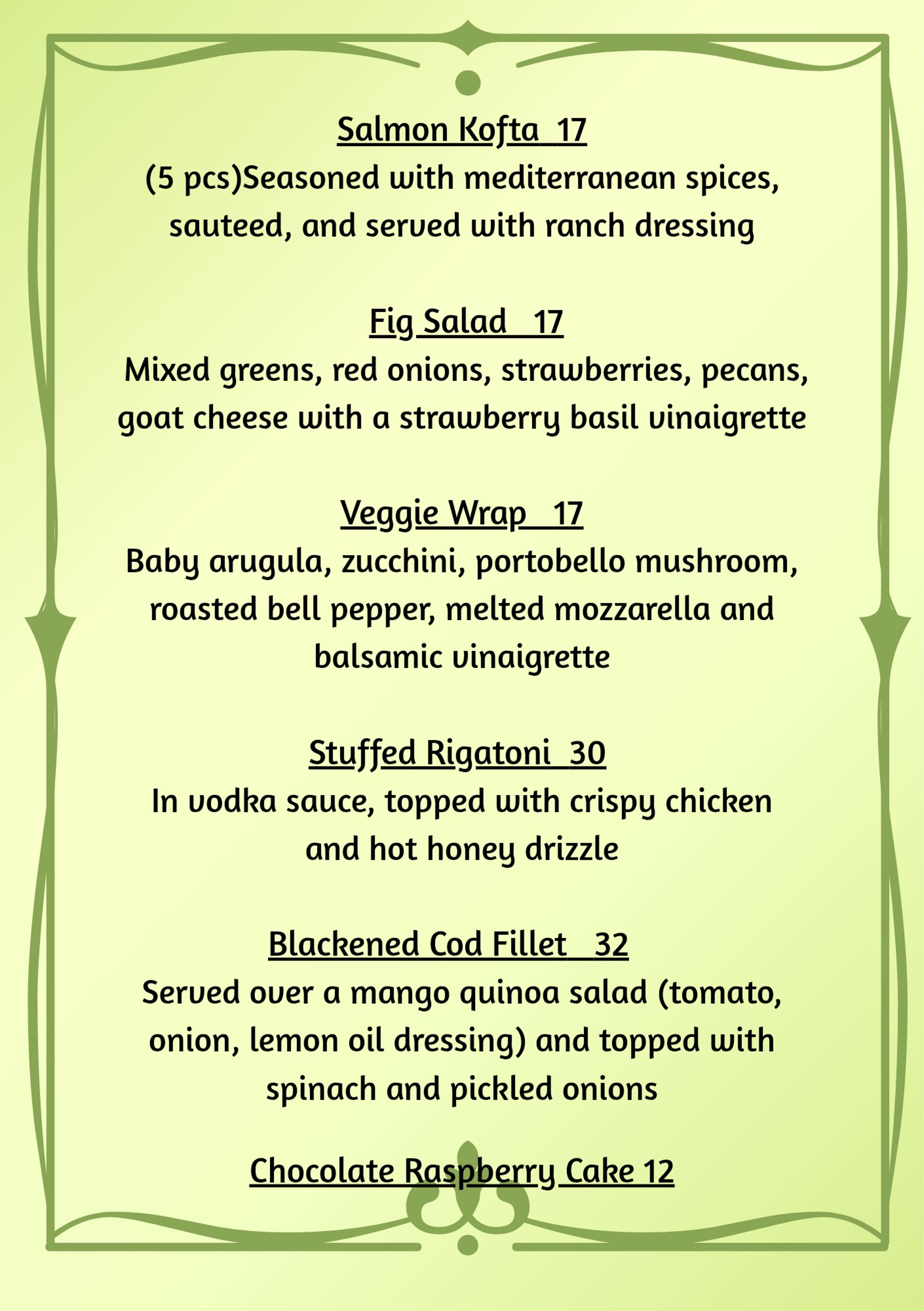Chef Rob's Weekly Specials