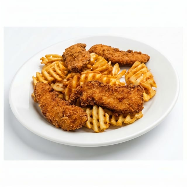 Kids Homemade Chicken Tenders and Fries.